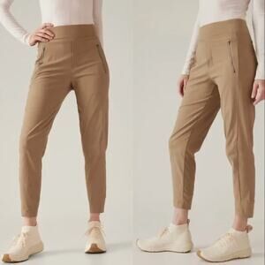 Athleta Trekkie North Jogger Tan Ripstop Pants High Rise Tapered Travel Hiking